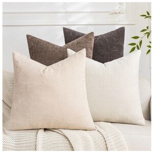 Farmhouse Neutral Set ‘BED COUCH SOFA’ Pillow Covers SQUARE 16x16” (4-pack)